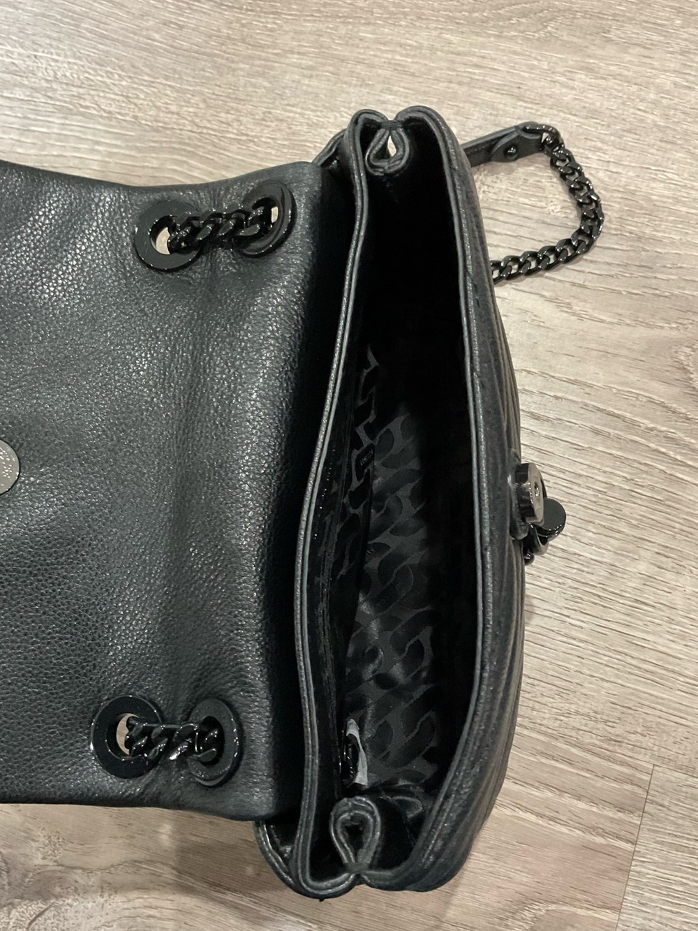 Rebecca Minkoff Black Edie Quilted Chain Shoulder Bag - Picture 4 of 8